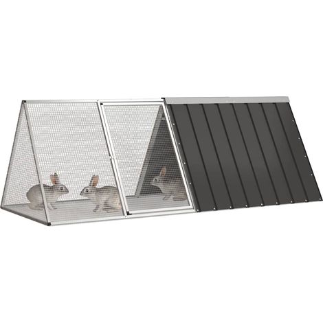 Maison Exclusive - Gabbia per Conigli Antracite 201,5x80,5x71 cm Acciaio Zincato (1/5)