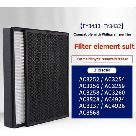 Available in two colors: black and white. Material: activated carbon FY3433. The FY3432 model is compatible with Philips air conditioners. (1/5)