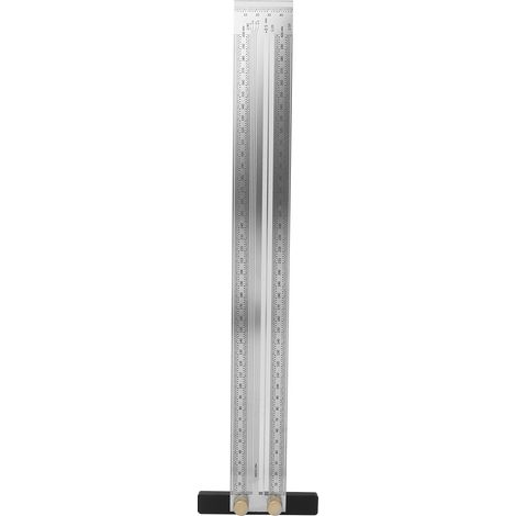 Règle en T inox 400mm pour tracer bois, outil de marquage avec crayon automatique, gabarit de mesure rainures, équipement menuiserie précision. (1/5)