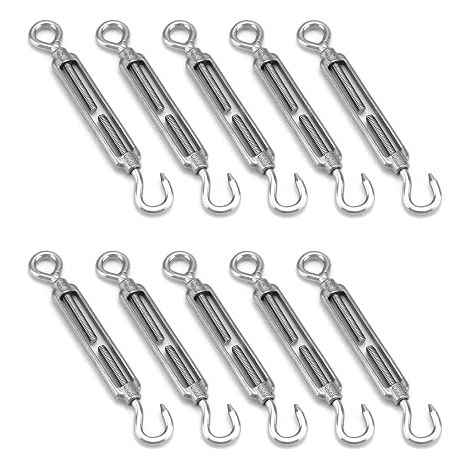 Cable Tensioner 304 Stainless Steel Wire Rope Turnbuckle with Hook and Eye