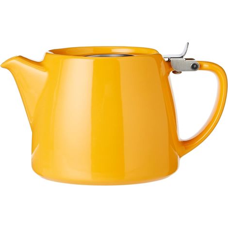 Théière en céramique 530 ml avec infuseur acier inoxydable couvercle articulé design empilable pour salon de thé et usage domestique (1/4)