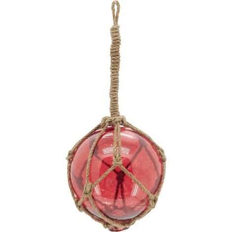Boule en verre avec corde 12.5 cm Rouge