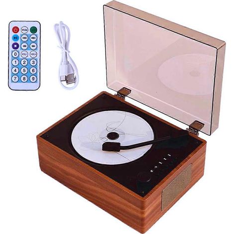 Enceinte CD Bluetooth 5.1 avec lecteur à tiroir, finition bois marron (1/5)