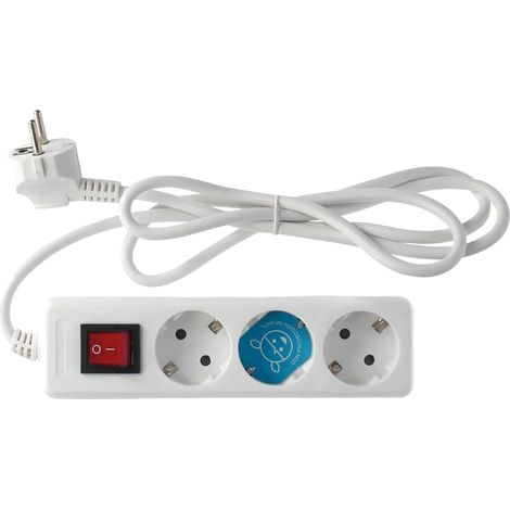 Base à 3 Prises avec câble et Interrupteur, fabriquée en matériaux durables, idéale pour Plusieurs appareils électriques.