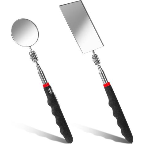 Miroir D'inspection Télescopique 2 Pièces, Automatique Outil Miroirs Télescopique avec Poignée Allongée pour Réparation Vérification Automobile Véhicules (1/5)