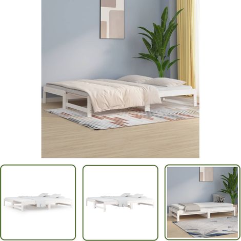 The Living Store Lit coulissant sans matelas blanc 2x(90x190) cm - Lit De Jour - Canapé-lit - Lit D'appoint - Lit Convertible - Meuble Multifonction (1/5)
