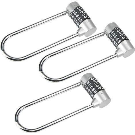 Lot de 3 cadenas à combinaison 5 chiffres, anse de 7 mm, réinitialisables, étanches, pour salle de sport, école, rue, casier à outils, Silverton (1/5)