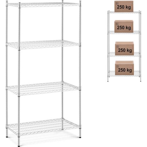 Werkstattregal Chrom 4 Drahtböden bis 1 t 1000 kg 90x45x180 cm (1/5)