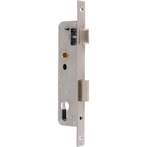 Serrure à tube en acier inoxydable pour travail des métaux, distance 85 mm, serrure à cylindre de porte avec languette en U, pour portail de jardin, gauche/droite (taille 25 mm) (1/5)