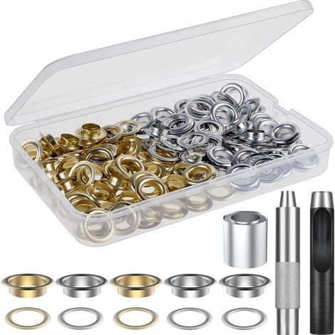 Kit de 100 ojales para cuero, lona, tiendas de campaña y toldos (1/2 pulgada) (1/5)