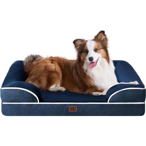 Hundebett Orthopädisches Memory Foam L 104 x B 69 x H 17 cm Marineblau (1/5)