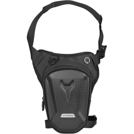 Sacoche de cuisse - Polyester imperméable 600D - Pour moto vélo plein air - 20 x 14,5 x 8 cm - Noir - 1 pièce (1/5)