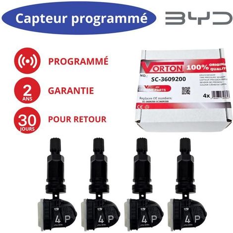 Tire Pressure Sensor (TPMS) - SC-3609200 - Pre-programmed - 433 MHz - Black Wheel Valve (1/5)