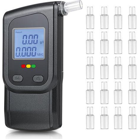 Ethylotest, Ethylometre Electronique avec 20 Embouts, Portable Alcotest avec Memoire Affichage Numerique Alcootest Electronique pour Usage Personnel Domestique (1/5)