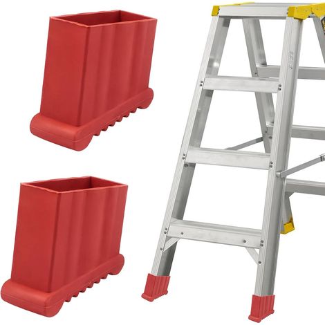 2 Pièces Couvre-Pieds d'Echelle en caoutchouc Antidérapants Accessoires de rechange pour échelle pour échelles télescopiques, échelles en bois, échelles inclinées (Rouge) (1/5)