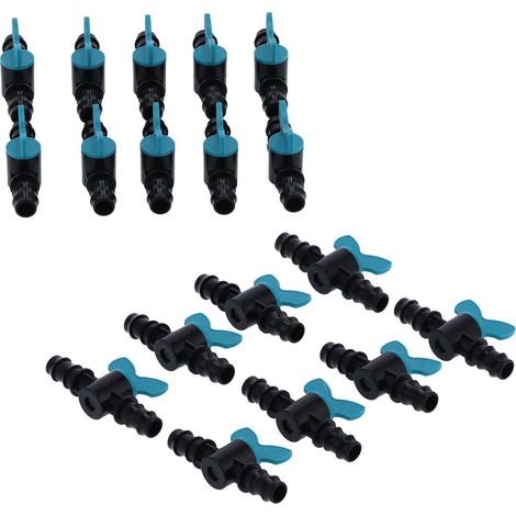 Lot de 50 vannes d'irrigation en plastique à embout cannelé pour tuyau de 12 mm de diamètre (10 x 5,5 x 2,5 cm). (1/5)