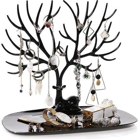 Porte-colliers, présentoir à bracelets, organisateur de bijoux, arbre à bijoux décoratif - 1 pièce - Noir (1/5)
