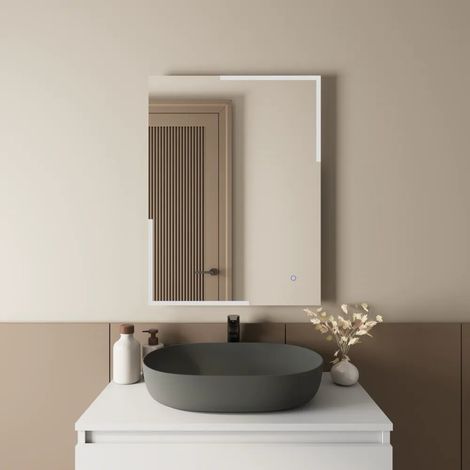 Specchio led rettangolare 60x80cm reversibile anti appannamento luce calda neutra fredda Rigel (1/4)