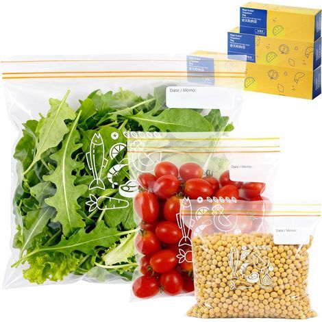 70 Stück dicke Gefrierbeutel, wiederverschließbare Gefrierbeutel, wiederverwendbare Aufbewahrungsbeutel für Lebensmittel und Sandwiches zum Aufbewahren von Gemüse, Obst, Fleisch, Fisch und Brot (1/5)