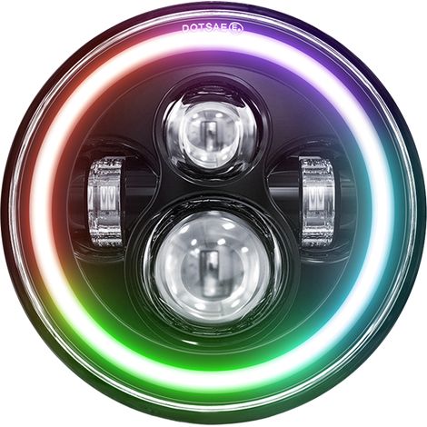 Phare LED rond de 7 pouces avec faisceau haut/bas et DRL, éclairage d'angle coloré pour voitures et motos, 1 paquet (1/5)