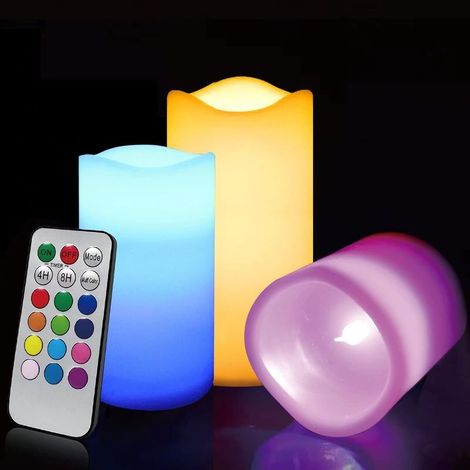 Bougies LED Flamme Vacillante, Multicolore Vraie Cire Bougie LED RGB À Piles Avec Télécommande, Bougie Décorative, Bougie Décorative, Décoration Halloween, Décor Esthétique Chambre (1/5)