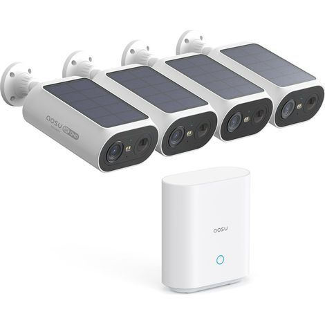 AOSU 3MP Cámara Vigilancia WiFi Exterior Solar con Bateria Homebase y 4 Cámaras, sin Cuotas Mensuales & Panel Solar Integrado con 2.4G/5Ghz WiFi, Visión Nocturna a Color, 32GB Almacenamiento Local (1/5)