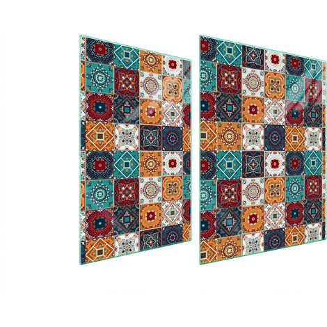 PLAQUE DE PROTECTION EN VERRE POUR POÊLE 70x52 MOSAÏQUE (1/5)