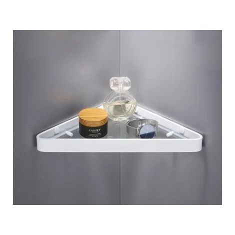 Étagère de salle de bain blanche (1 pièce) - Étagère de douche en aluminium et verre - Finition noire - Panier de rangement à ventouses - Accessoire de salle de bain (1/5)