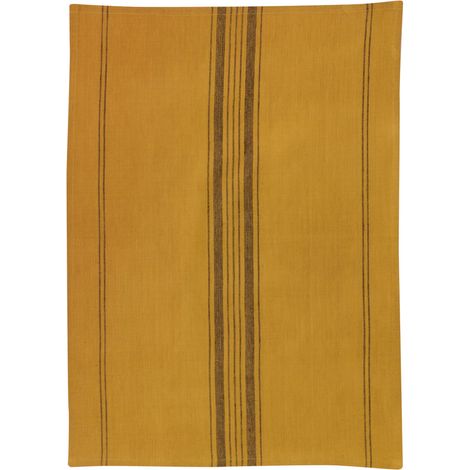 Torchon de cuisine en métis à rayures bronze, coloris jaune et marron 50 x 70 cm - PANGIVO (1/3)