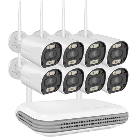 Système de caméra de sécurité à domicile Kit de caméra Wifi sans fil 3MP/5MP Audio bidirectionnel AI détection de visage caméra de sécurité extérieure IP 8CH NVR système de Surveillance vidéo ( Size : (1/5)