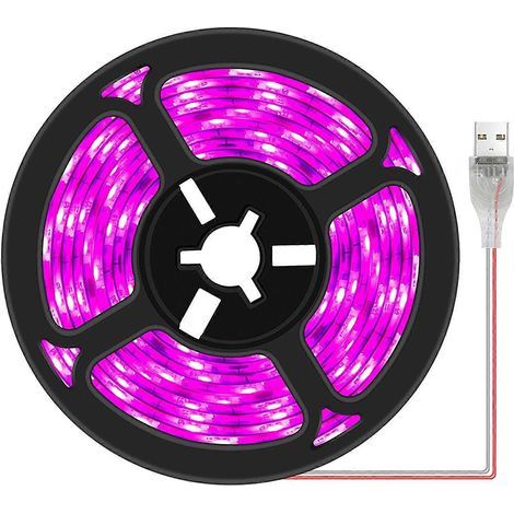 Bandes lumineuses LED étanches à spectre complet pour la croissance des plantes succulentes, hydroponie, serre, jardinage, USB (3 m) (1/5)