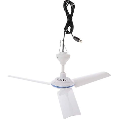 Ventilateur de plafond portable USB 5V, idéal pour le camping, le chevet et les activités de plein air. Mini ventilateur de plafond suspendu. (1/5)