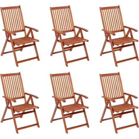 Garden Chair Set of 6 Brown Solid Acacia Wood Standard Foldable vidaXL