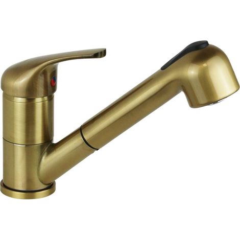 Traditioneller Spültischmischer mit ausziehbarer Dusche in Bronzefarbe ICROLLA TECNOMIX 7070VO  Bronze