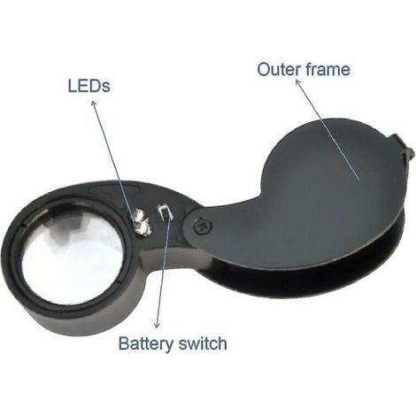 Loupe de bijoutier 40x avec éclairage LED intégré pour inspection précise des pierres et métaux précieux (1/3)