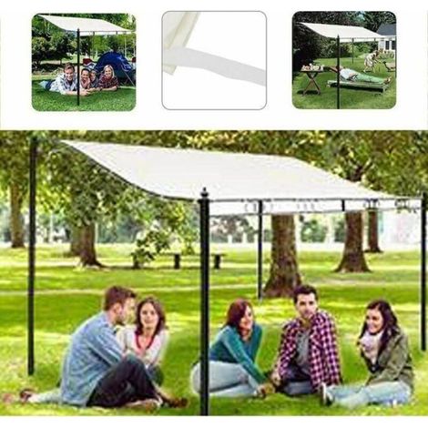Toile de toit de rechange pour tonnelle - OKZ - 300D - Imperméable - Résistant à la déchirure - 3x2.6 m - Blanc crémeux (1/4)