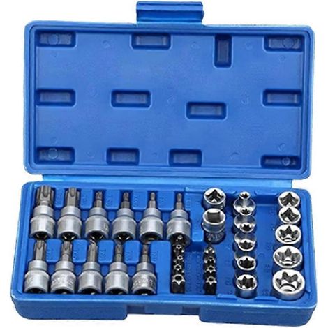 Jeu de 34 douilles Torx et E-Torx, outil portatif pour la réparation automobile C (1/5)