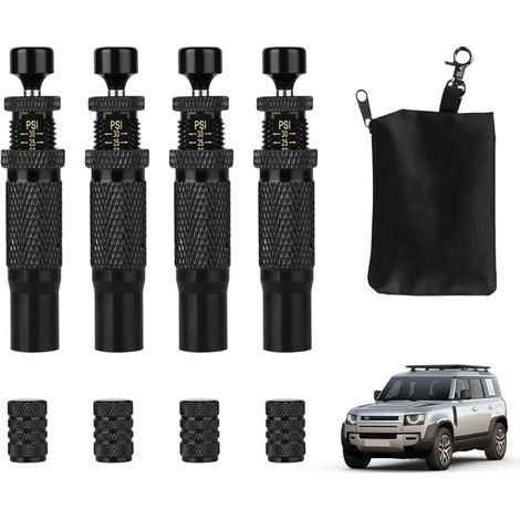 Lot de 4 dégonfleurs de pneu réglables – En laiton tout-terrain amélioré – Valve de libération d'air automatique améliorée – Valve de pneu de voiture à dégonflage rapide – Outil de descente (1/4)