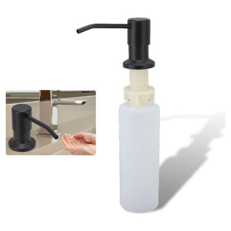 Distributeur de Savon de Cuisine 350 ML avec Distributeur de Savon Ou de Lotion pour Évier Intégré, Distributeur de Savon de Cuisine Multifonctionnel 360°(Noir) (1/5)