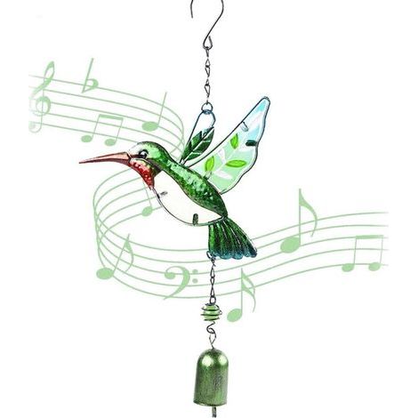 Carillon a Vent Exterieur Carillons Éoliens Colibri Decoration Jardin Vent Carillons Métalliques Oiseau Attrape-Soleil en Verre pour Fenêtres, Balcons (1/5)