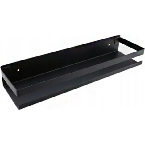 Étagère À Épices Murale Perforée Porte-Épices En Acier Inoxydable Étagère À Épices De Rangement De Cuisine, Noir 40cm (1/5)