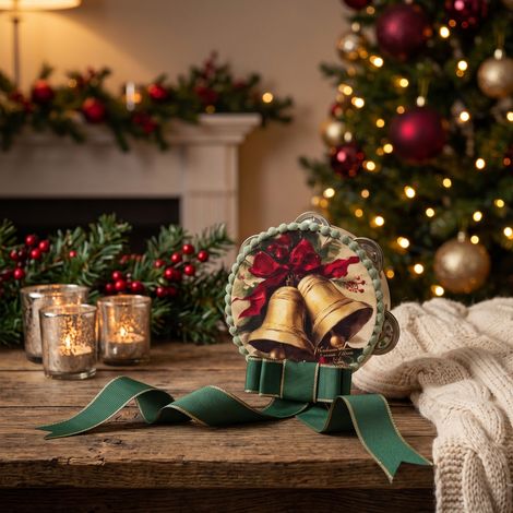 Tamburello natalizio "Rintocco di Natale " per decorazioni natalizie, da 10 cm (1/4)
