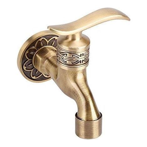 Wasserhahn, Messing-Wasserhahn im antiken Stil, an der Wand montierter Kaltwasserhahn für die Waschmaschine im Badezimmer (1/5)