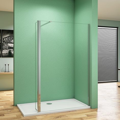 120x200cm Walk in Duschwand+30x200cm Flipper Panel + N Form:90cm Stabilisator 8mm NANO ESG Glas Duschwand (1/4)