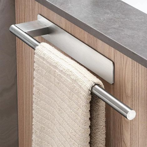 Portasciugamani da bagno - Portasciugamani - Adesivo - Mensola da bagno - Portasciugamani senza foratura - Barra portasciugamani - Portasciugamani - Portasciugamani - Cucina o bagno - Argento (1/5)