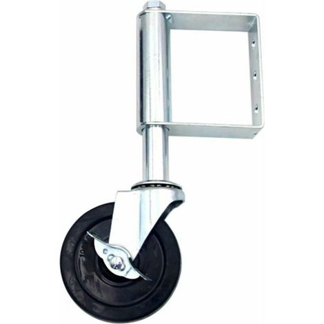 Ruota girevole per cancello con molla - Ruota universale per cancello da 10 mm con freno e piastra di montaggio a 6 fori - Assorbimento degli urti - Ruota girevole multifunzione con molla