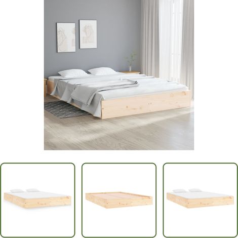 Cadre de lit -  Cadre de lit sans matelas bois massif 120x200 cm (1/5)