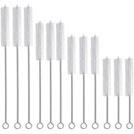 12 Pièces Tube Brosse de Nettoyage, Brosses de Nettoyage en Nylon, Goupillon Nettoyage en Acier Inoxydable, Goupillon Nettoyage à Paille Petites, pour Nettoyer Les pailles, Les Tubes de Bouteille (1/5)