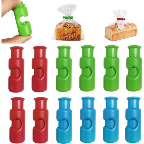 12 Pièces Pince Sachet Alimentaire Presser pour Sceller, Pince Fermeture Sachet Portable, Collations Étanche Sealing Clip, Outil de Cuisine pour Conserver et Sceller les Aliments (1/5)