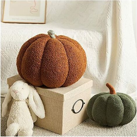 Cuscino decorativo a forma di zucca per la casa, il giardino, la fotografia, Halloween, 20 cm, marrone (1/5)